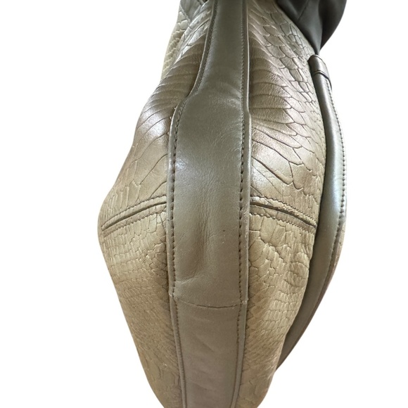 Longchamp Python Embossed Shoulder Bag | Green Leather Satchel Purse Y2k Street - Picture 14 of 16